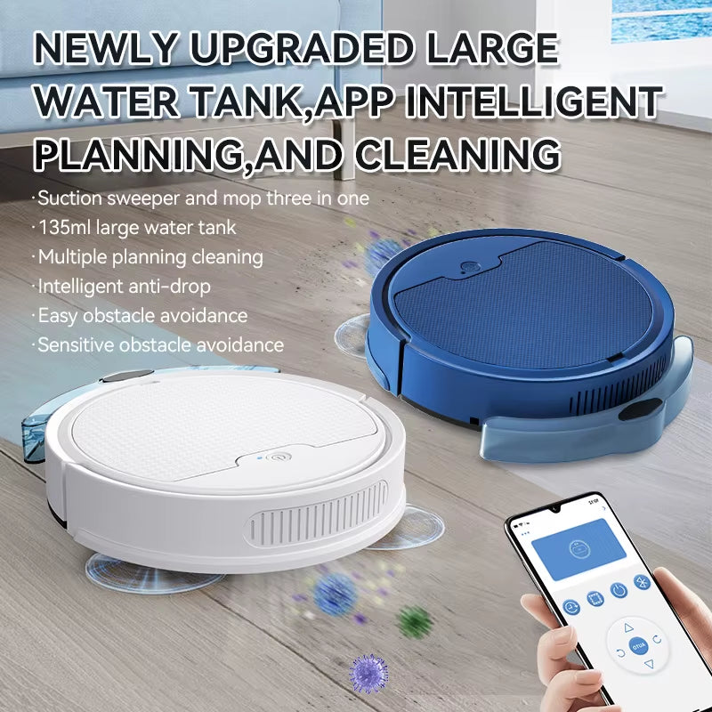 Bowai 3 in 1 Smart Sweeping Robot Home Mini Sweeper Sweeping and Vacuuming Wireless Vacuum Cleaner Sweeping Robots for Home Use