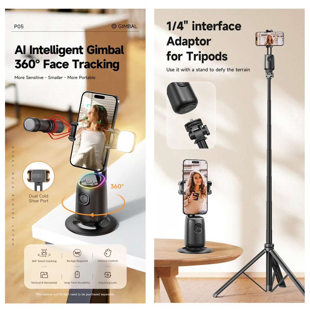 Revolutionary AI Smart Gimbal: 360° Auto Face Tracking Phone Stabilizer for Effortless Video Creation